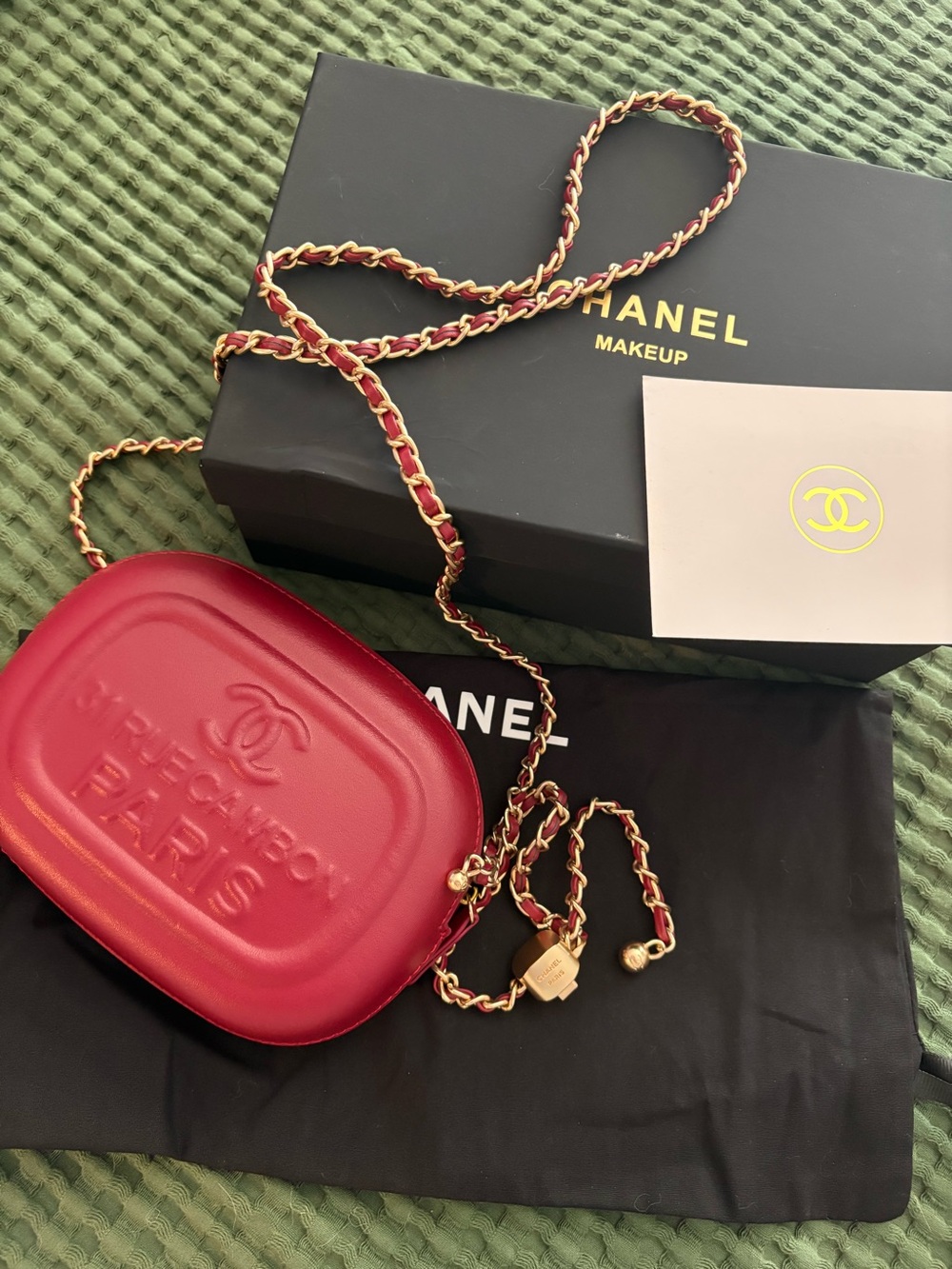 Chanel Red Leather Crossbody Bag - St. Rue Cambon Paris Embossed VIP gift